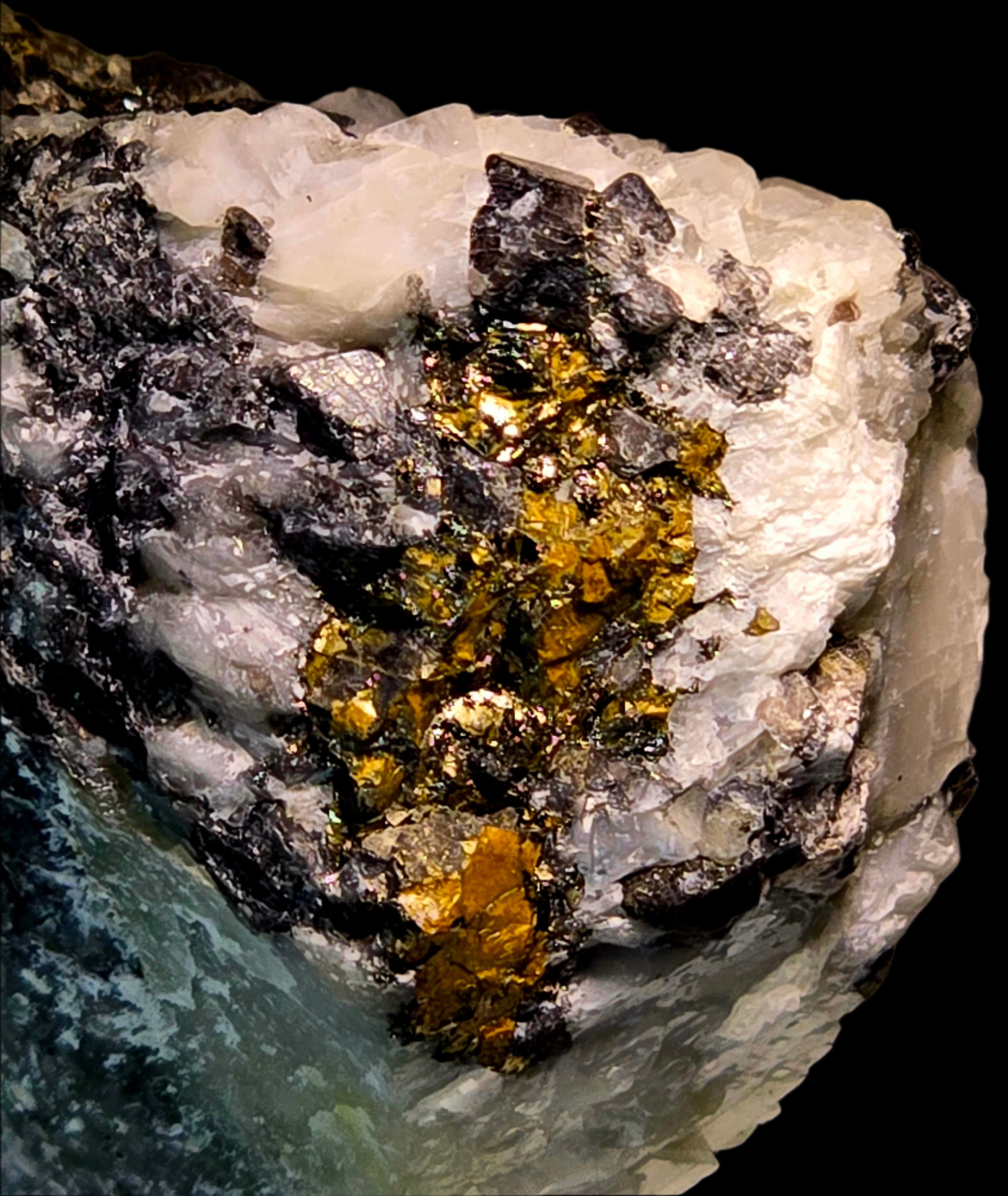 PYRRHOTITE with SPINEL and CALCITE (small cabinet)