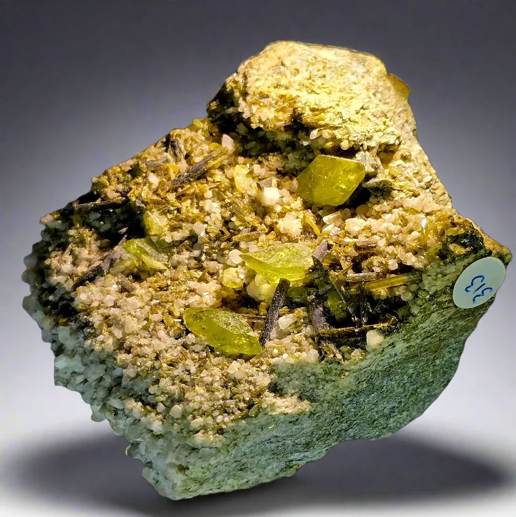 Vibrant yellow crystals on matrix, mineral specimen from classic locality, ideal for collectors
