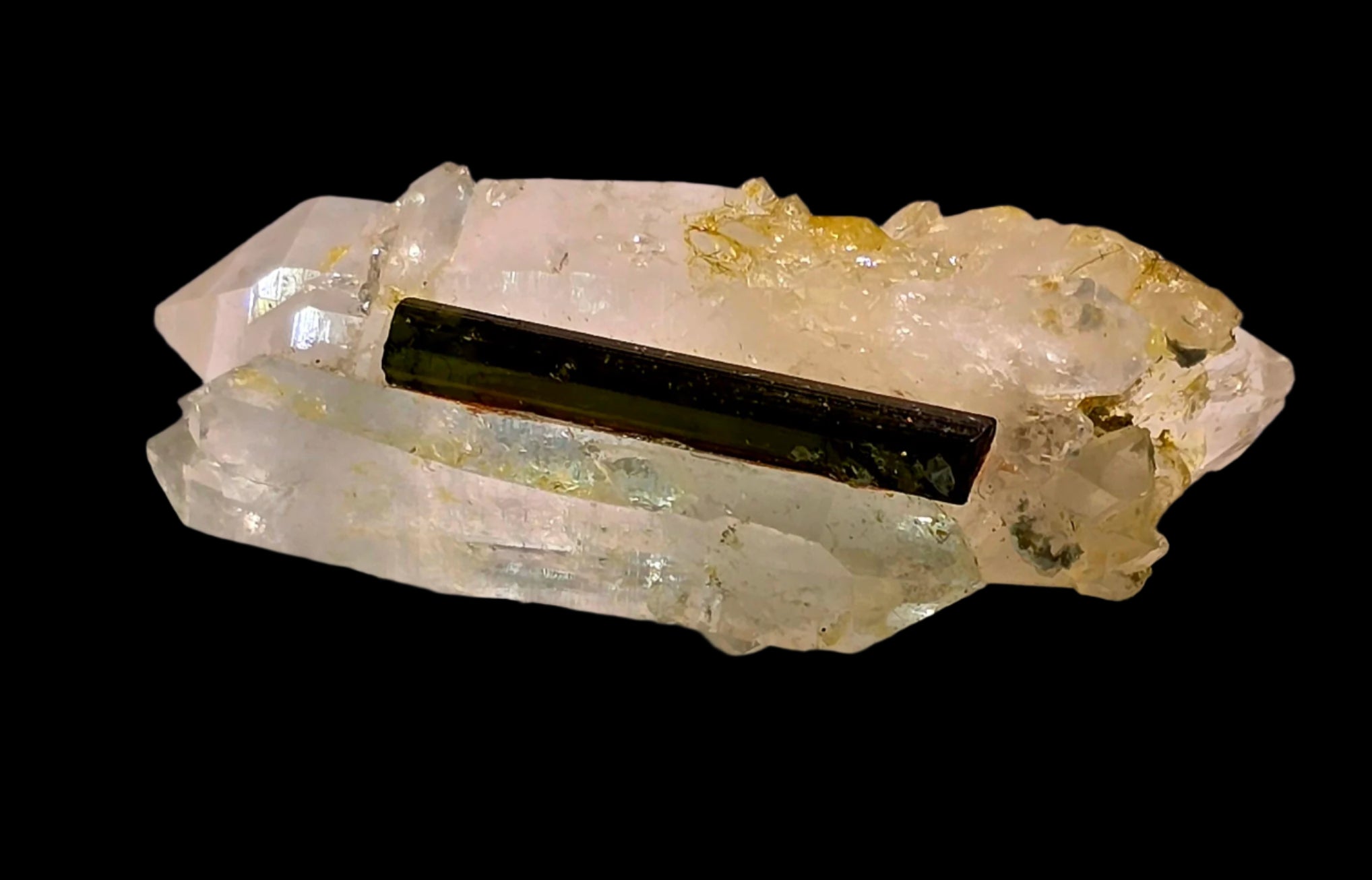 ELBAITE TOURMALINE on QUARTZ (miniature)