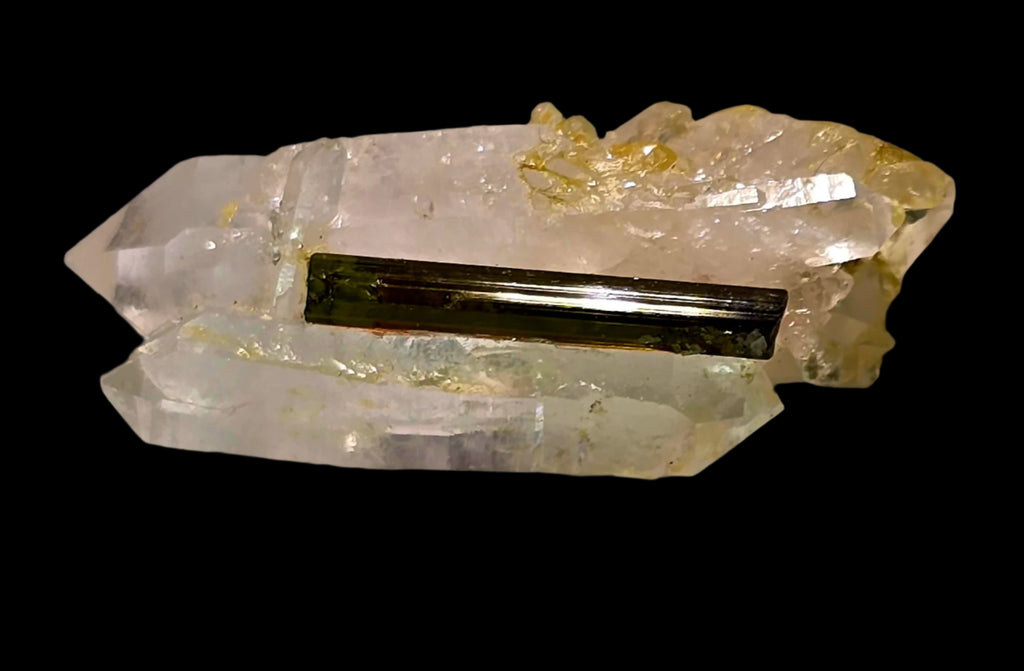 ELBAITE TOURMALINE on QUARTZ (miniature)