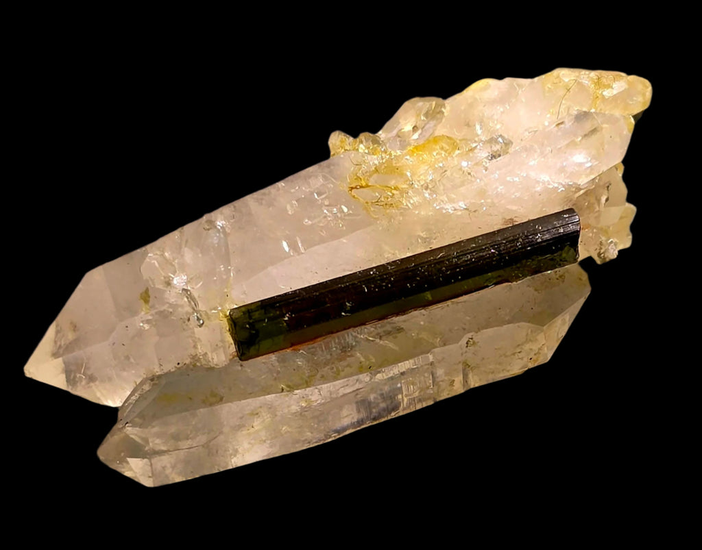 ELBAITE TOURMALINE on QUARTZ (miniature)