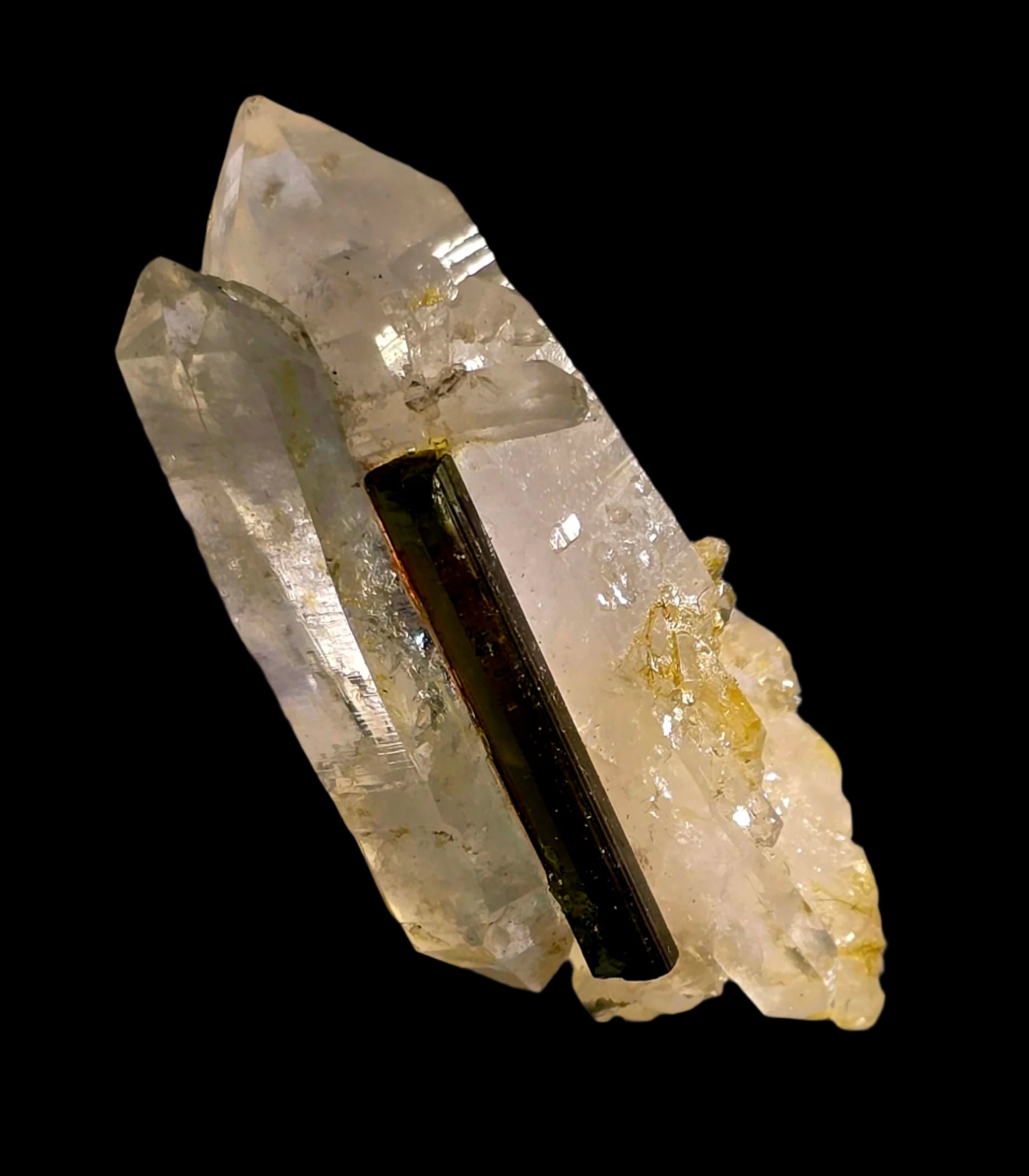 ELBAITE TOURMALINE on QUARTZ (miniature)