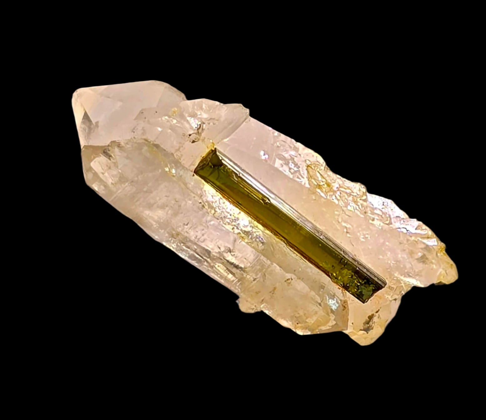 ELBAITE TOURMALINE on QUARTZ (miniature)