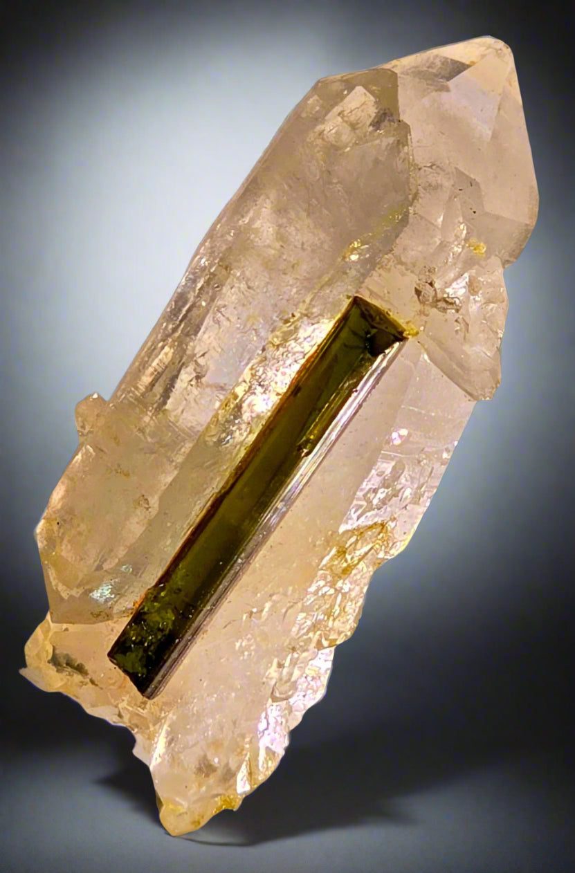 ELBAITE TOURMALINE on QUARTZ (miniature)