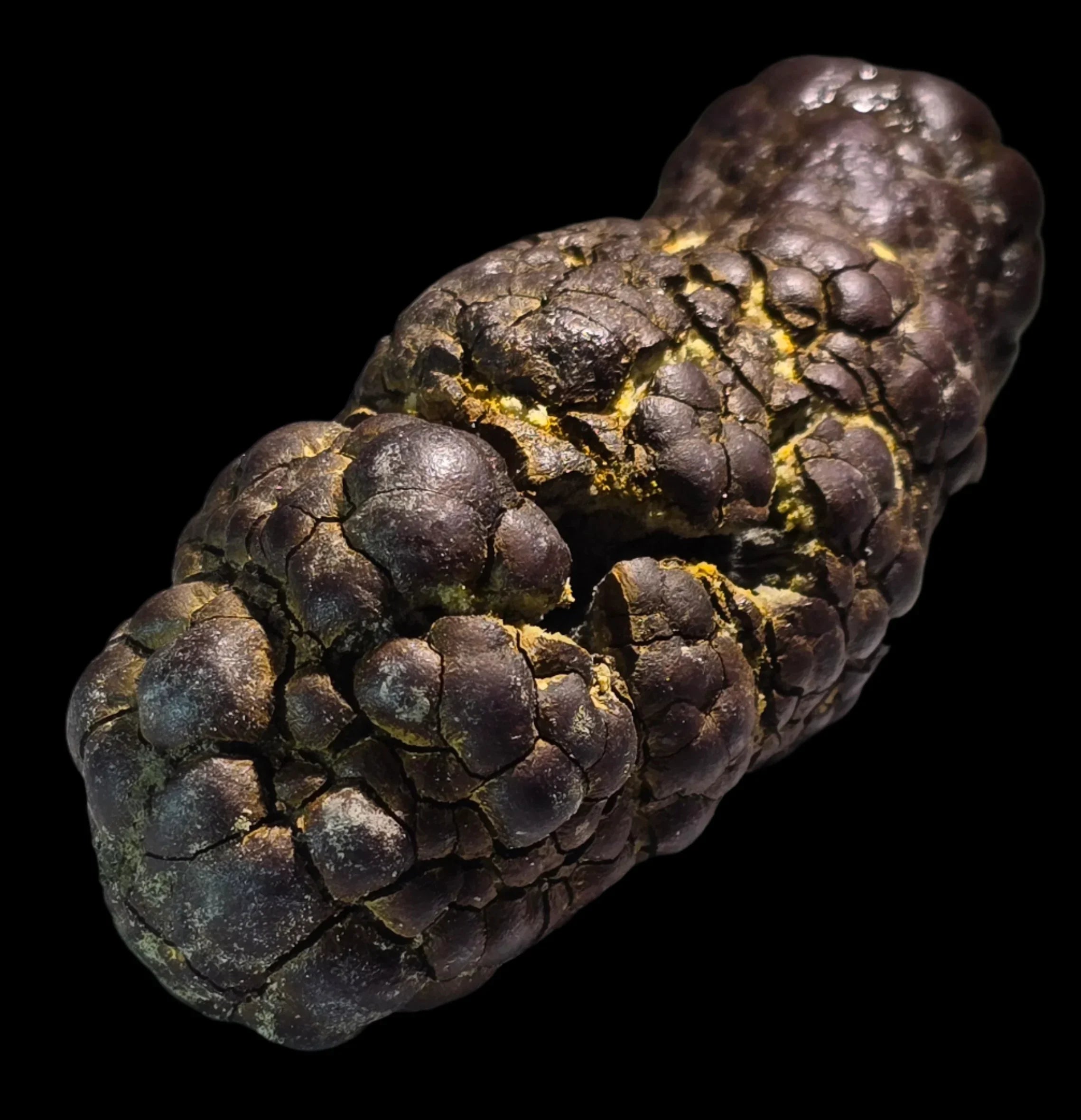 Hematite with yellow sulfur from Morocco, textured mineral specimen for collectors