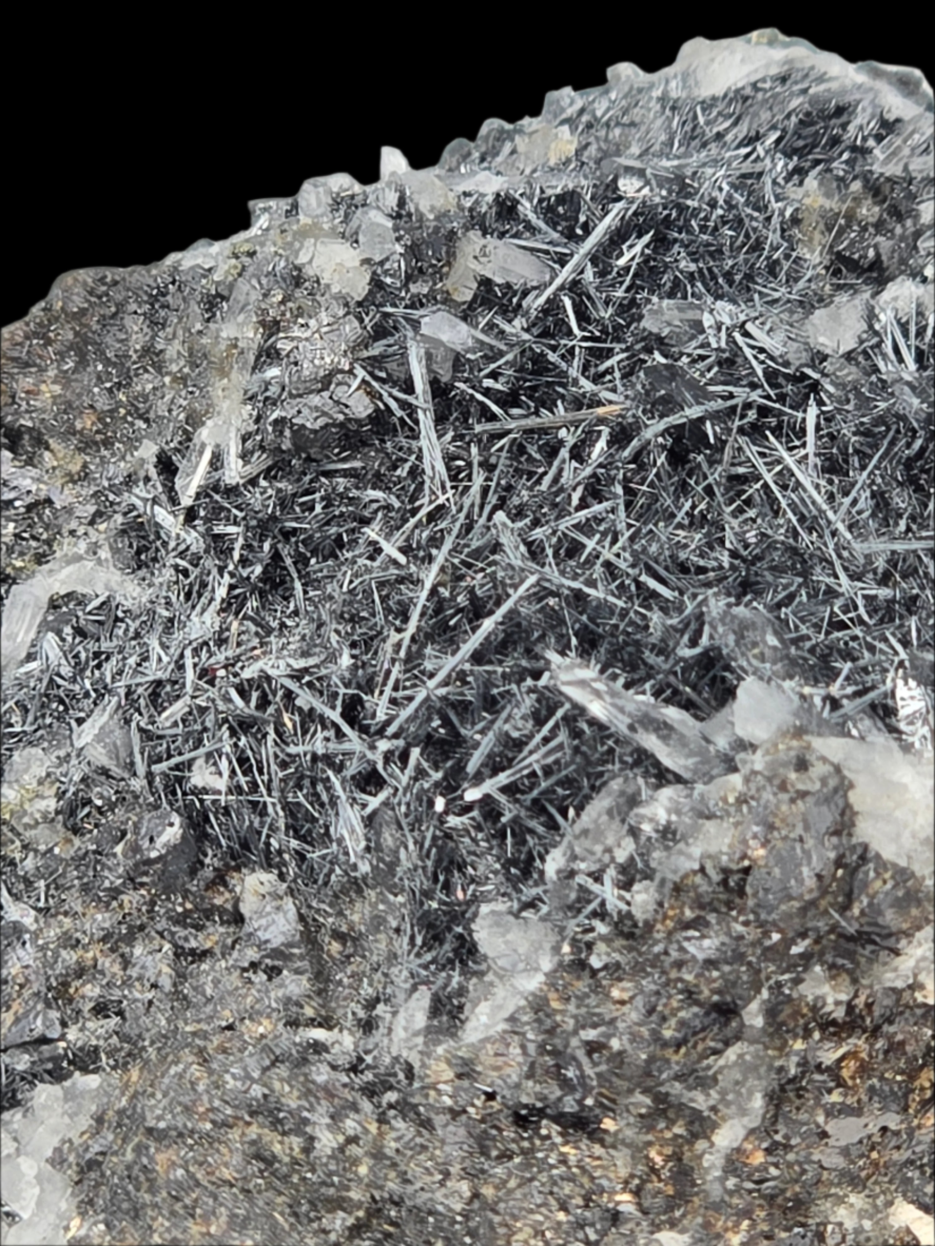 JAMESONITE (small cabinet) domingite, comuccite, pfaffite,axotomous antimony glance