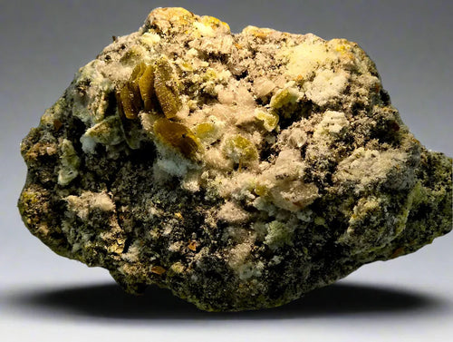 Wulfenite on matrix from Arizona, USA – vibrant yellow crystals on earthy mineral specimen