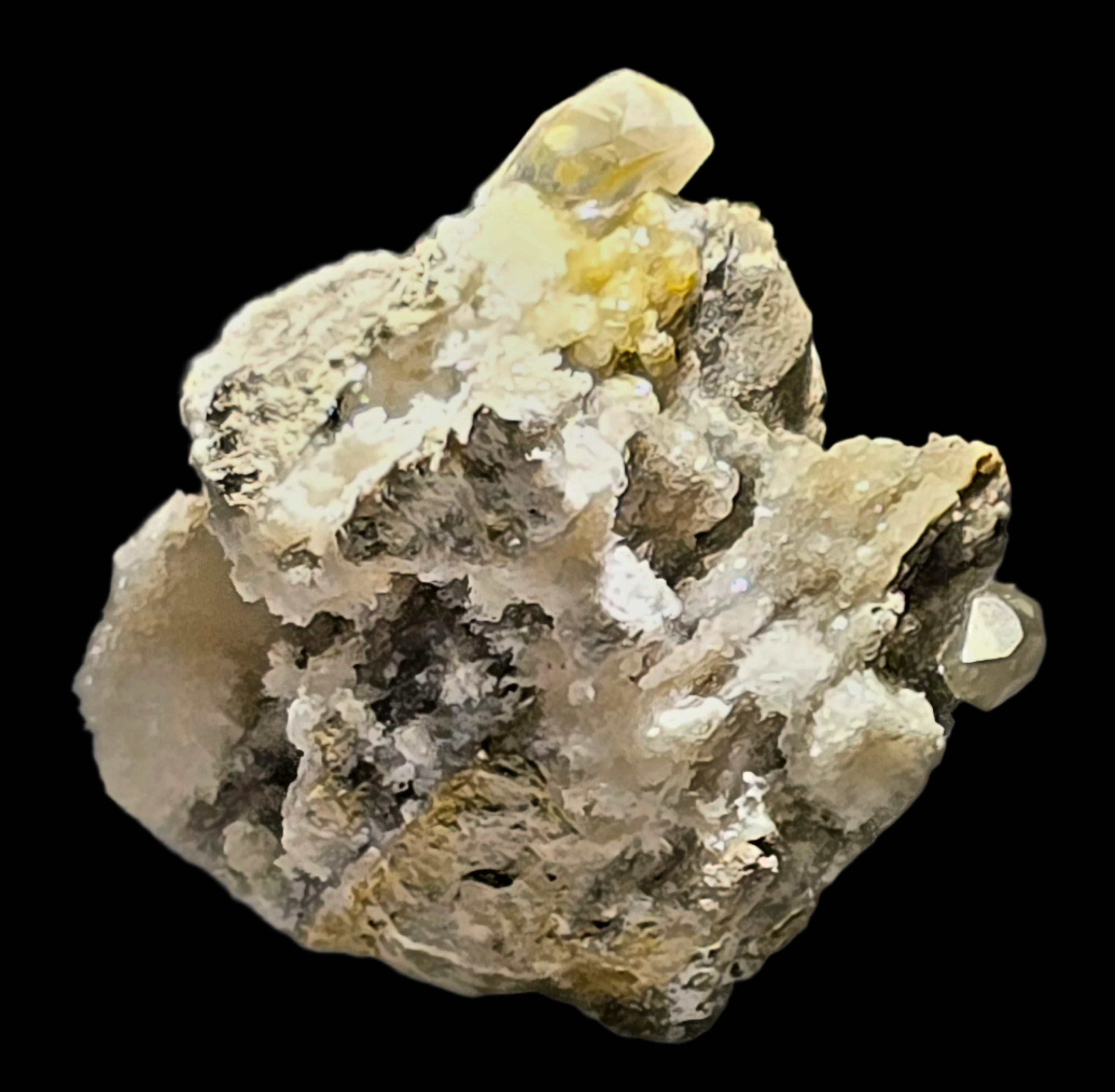 STRONTIANITE wih CALCITE (miniature)
