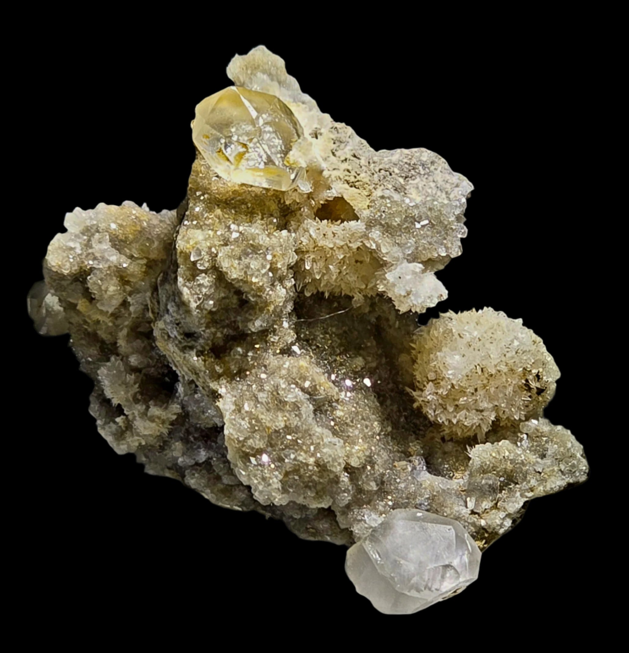 STRONTIANITE wih CALCITE (miniature)