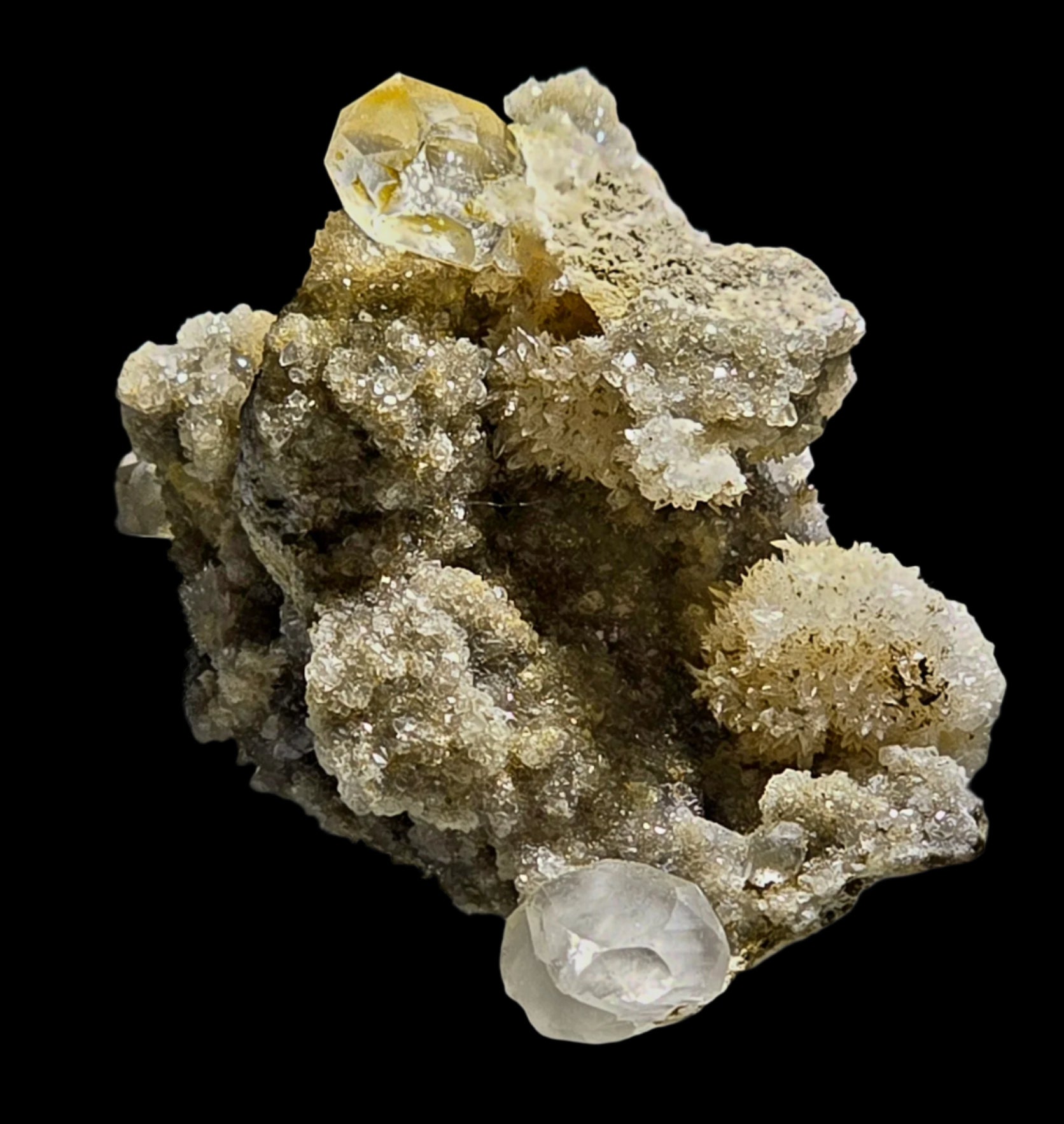 STRONTIANITE wih CALCITE (miniature)