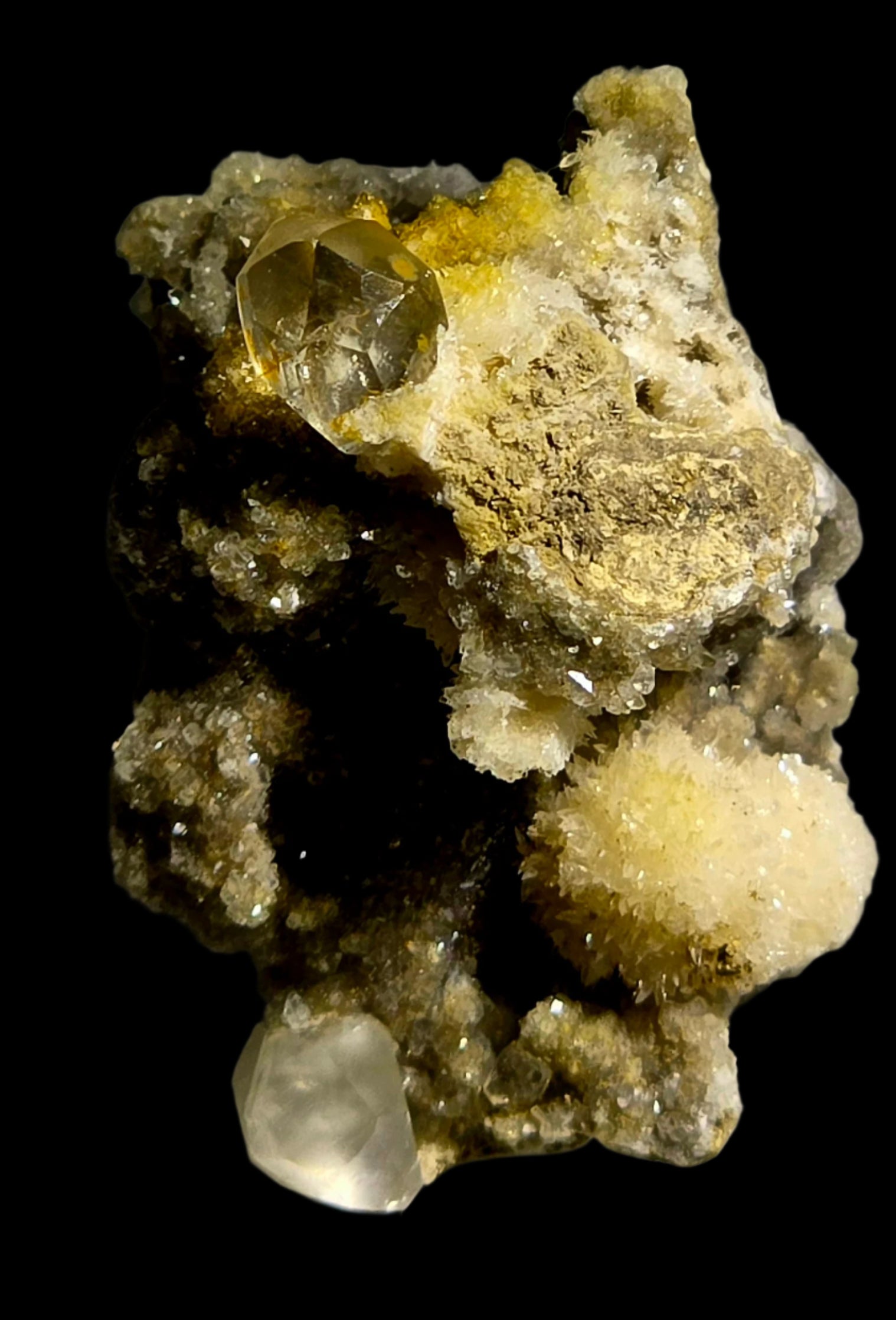 STRONTIANITE wih CALCITE (miniature)