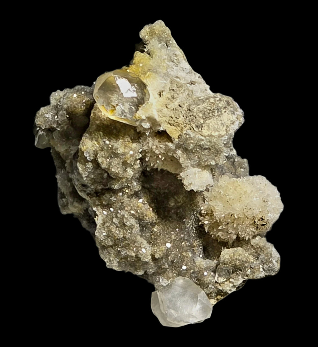 STRONTIANITE wih CALCITE (miniature)
