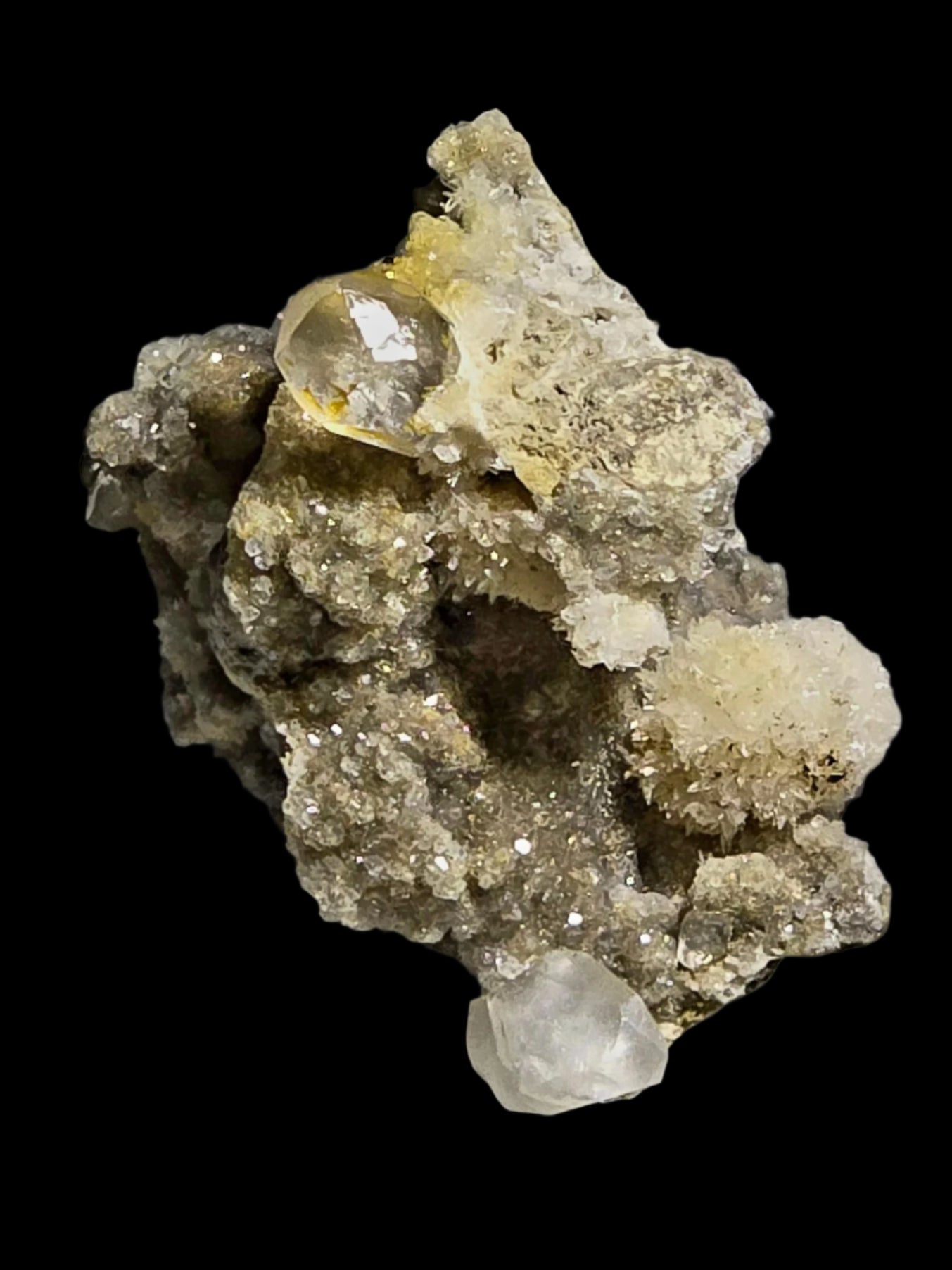 STRONTIANITE wih CALCITE (miniature)