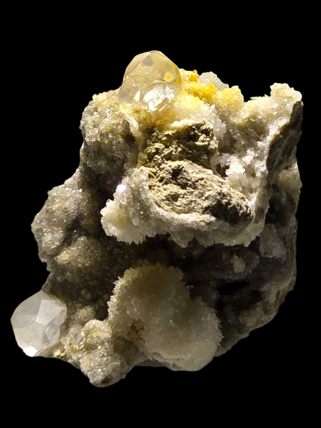 STRONTIANITE wih CALCITE (miniature)