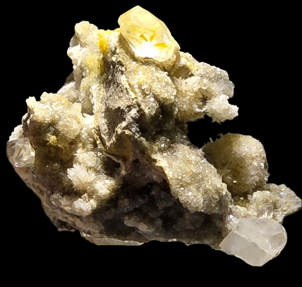 STRONTIANITE wih CALCITE (miniature)