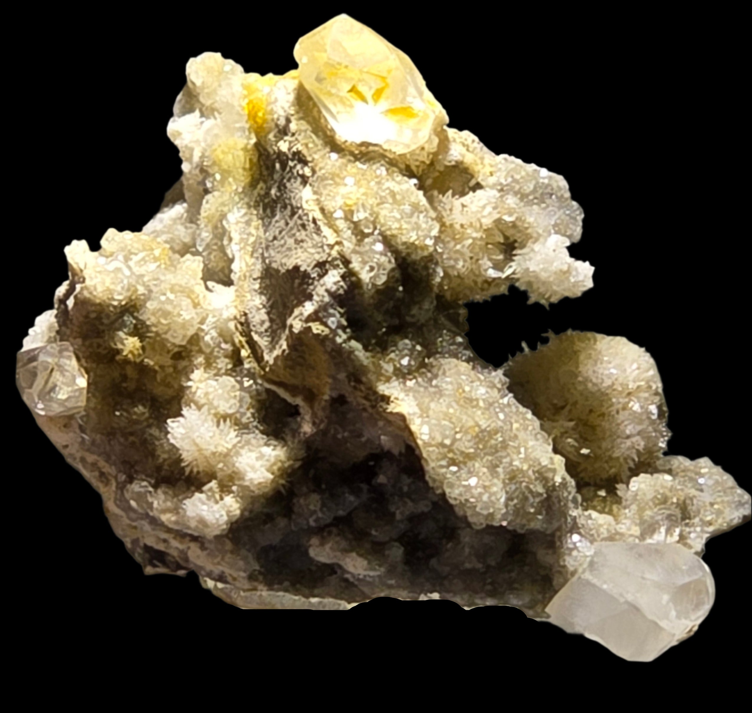 STRONTIANITE wih CALCITE (miniature)