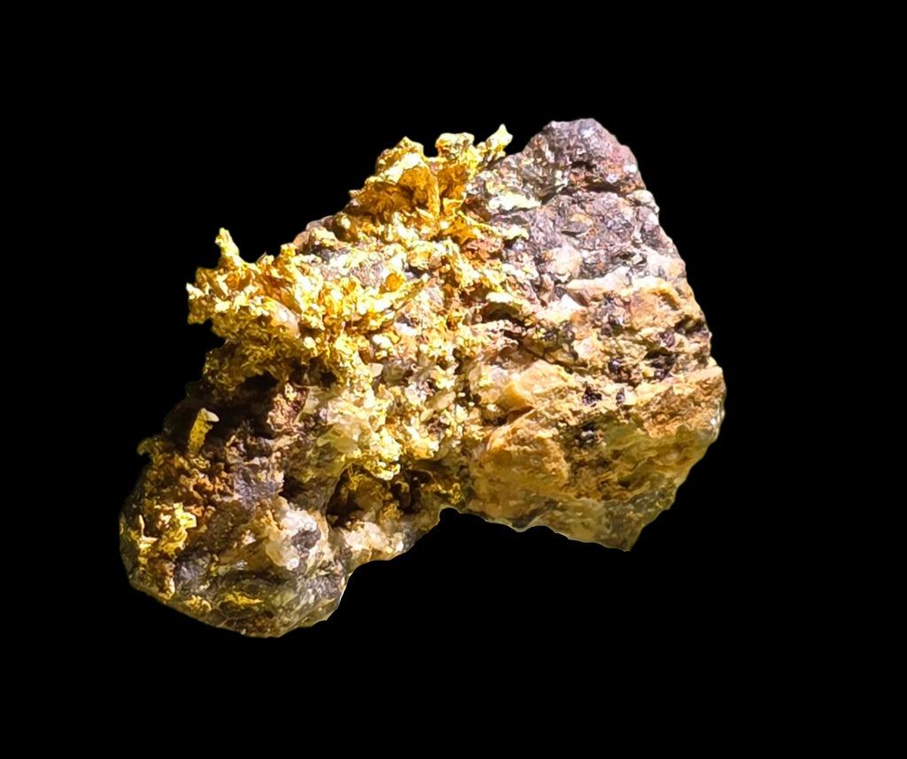 GOLD CRYSTALS ON IRONSTONE  (minature with exceptional rare colors)