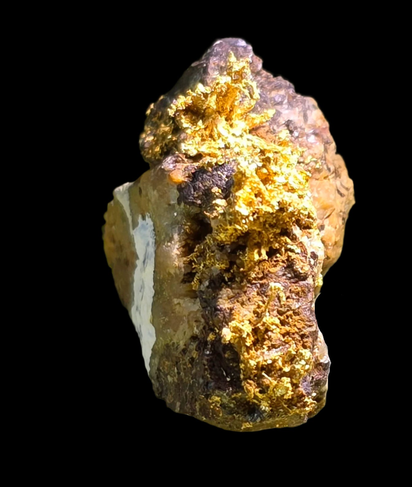 GOLD CRYSTALS ON IRONSTONE  (minature with exceptional rare colors)