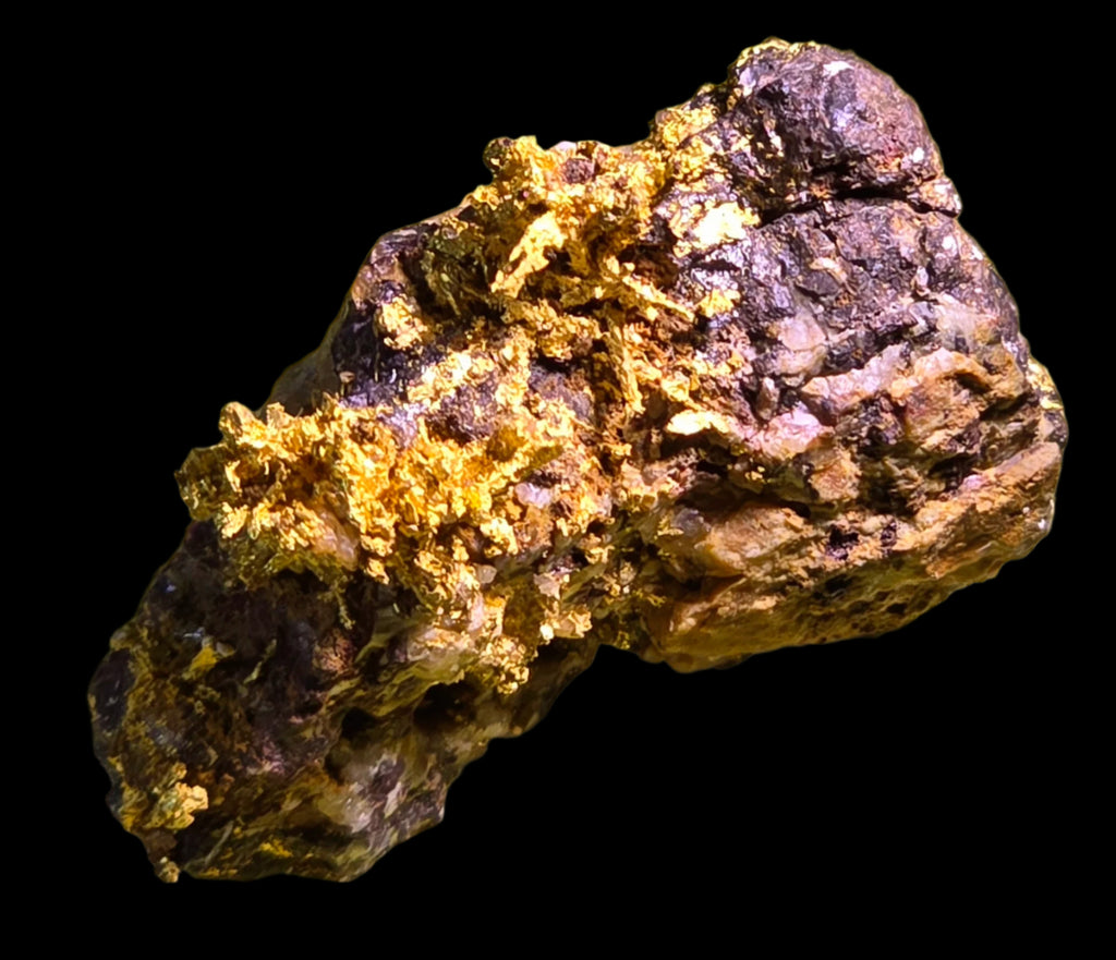 GOLD CRYSTALS ON IRONSTONE  (minature with exceptional rare colors)