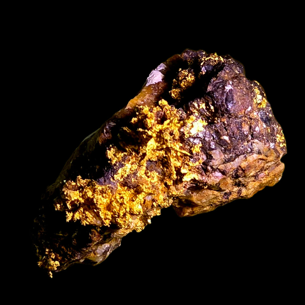 GOLD CRYSTALS ON IRONSTONE  (minature with exceptional rare colors)