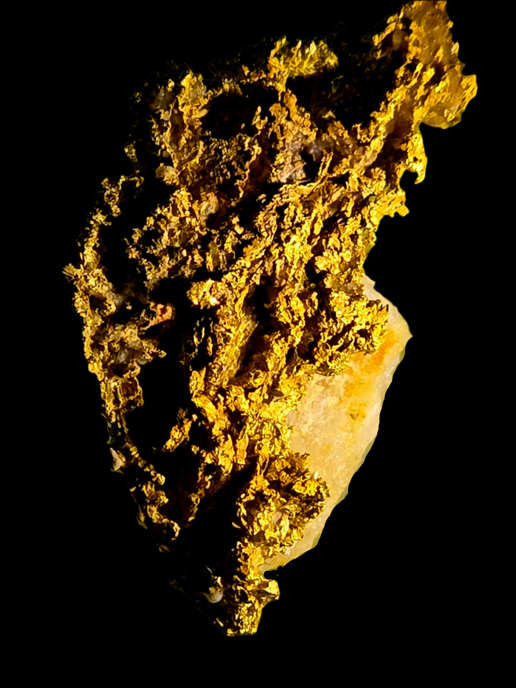 GOLD WIRES and CRYSTALS on QUARTZ (miniature)