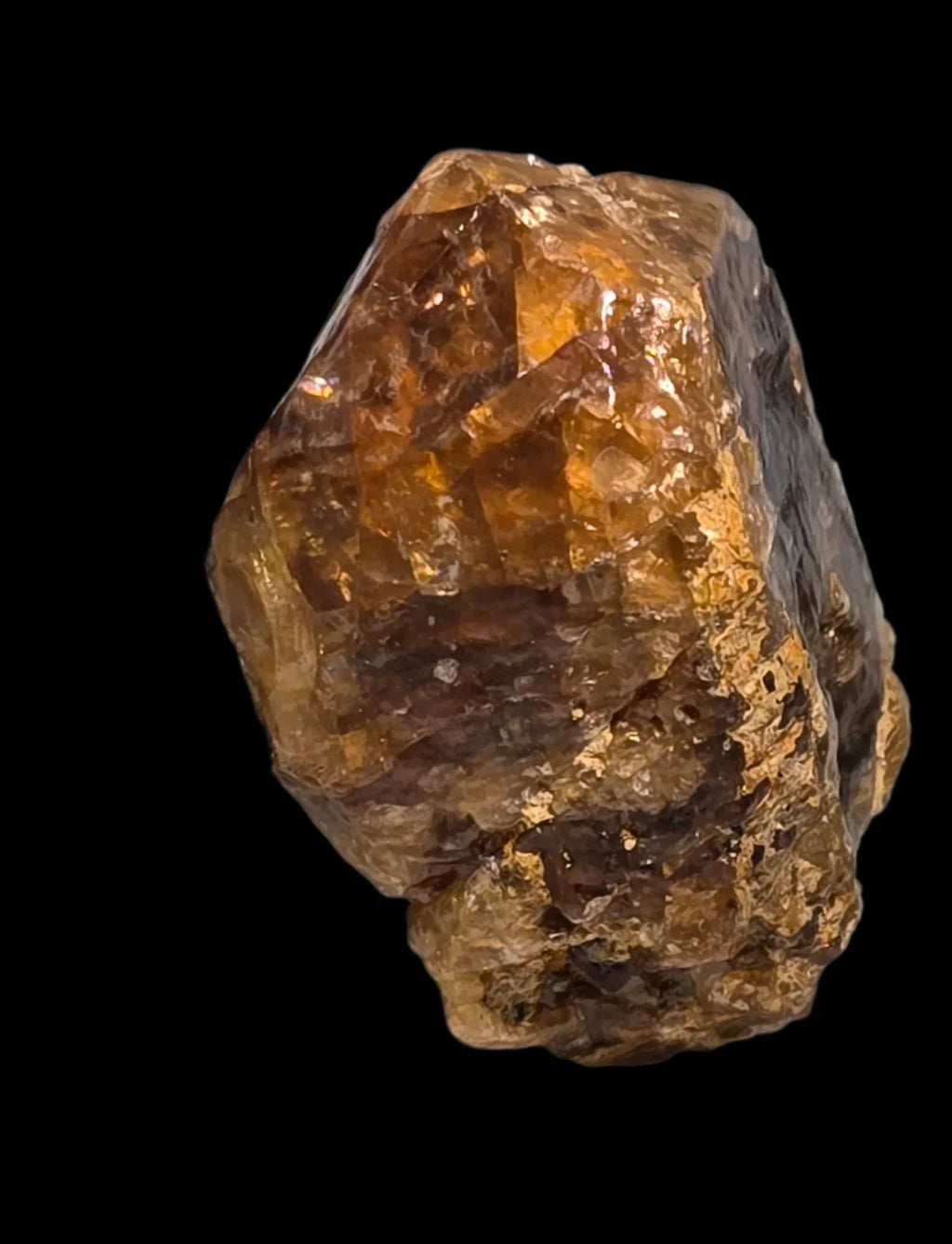Citrine crystal specimen with natural facets and golden-brown hues, ideal for mineral collectors