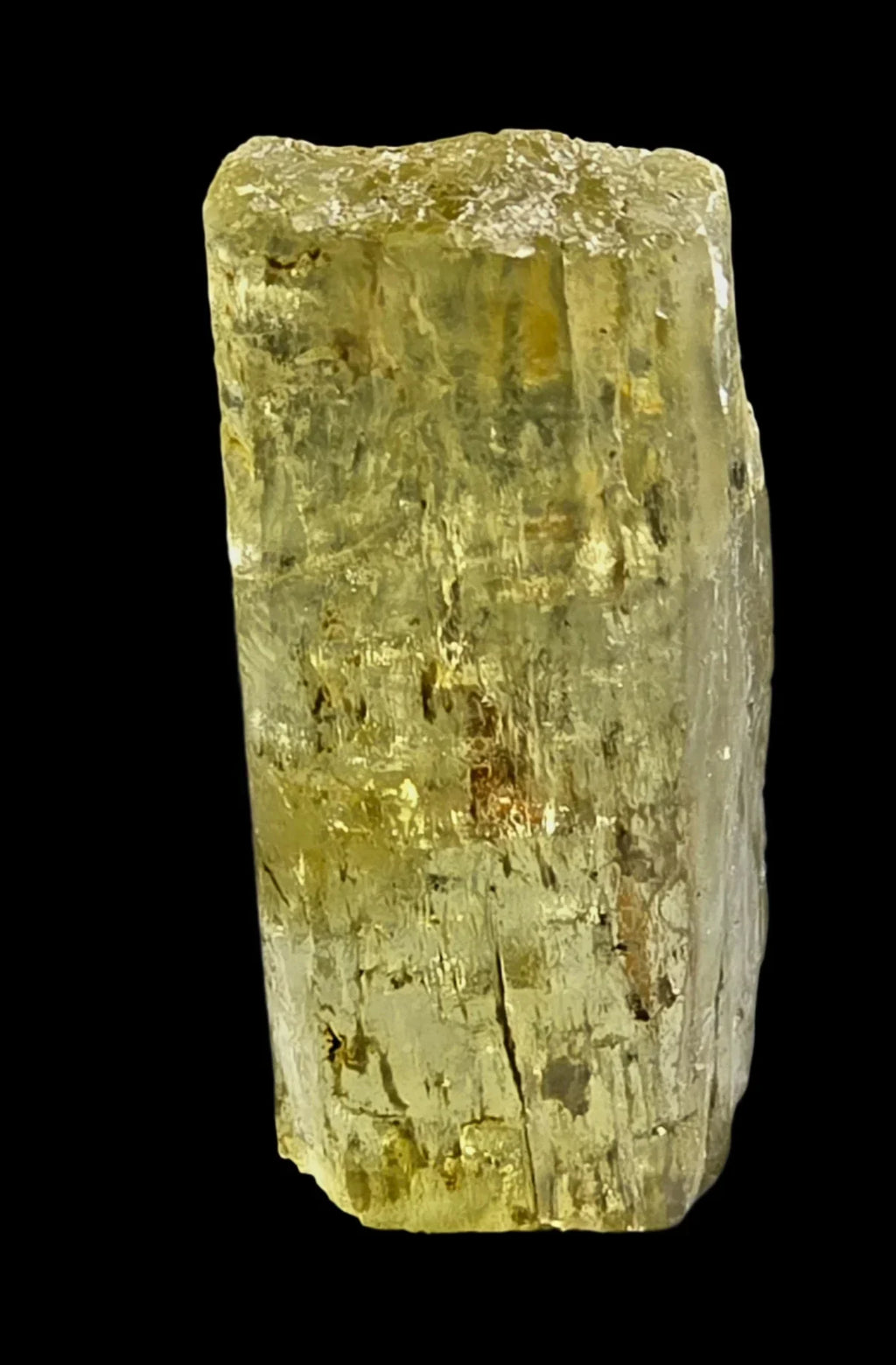 Yellow Beryl Crystal Specimen from Pakistan, natural mineral with striations and inclusions