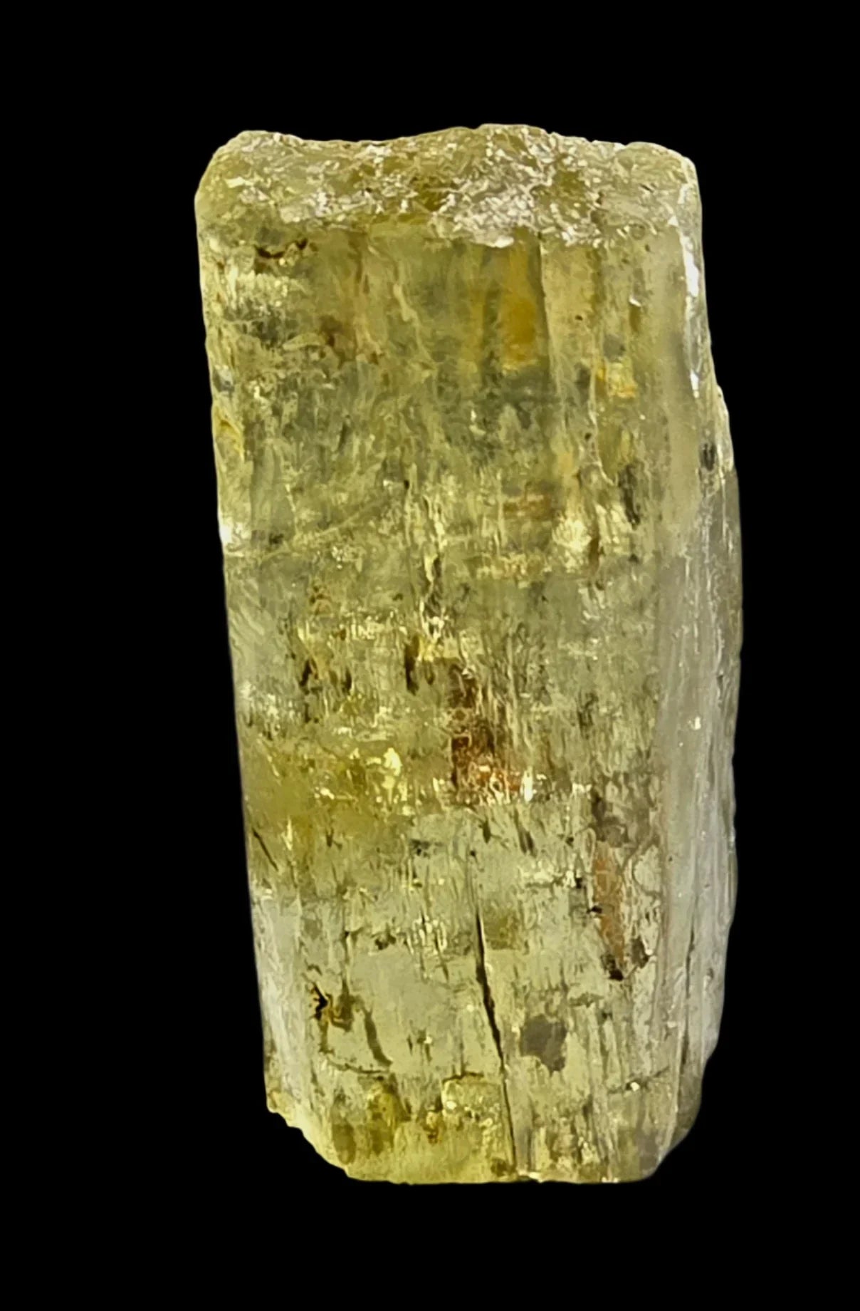 Yellow Beryl Crystal Specimen from Pakistan, natural mineral with striations and inclusions