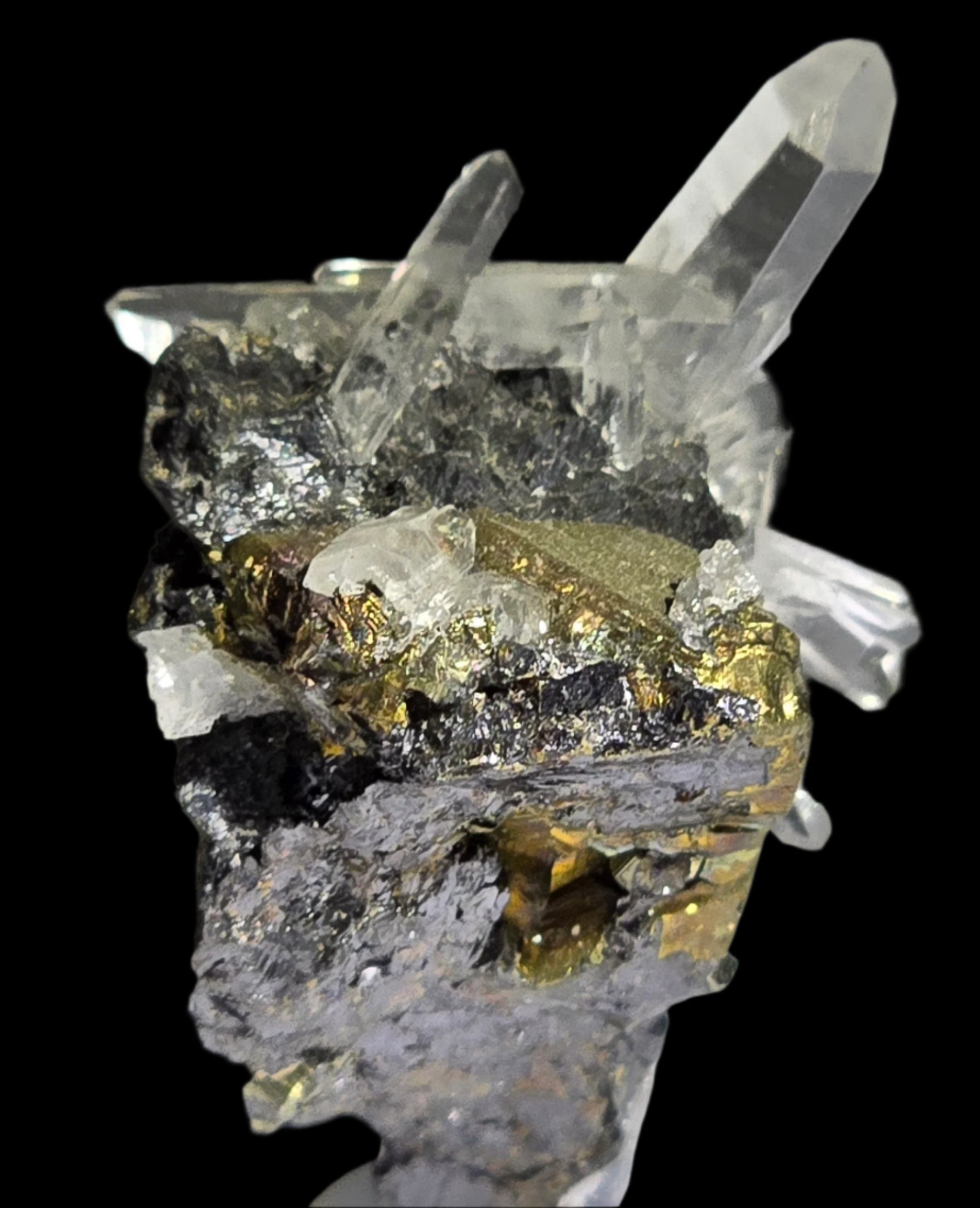 PYRITE with CHALCOPYRITE AND QUARTZ (miniature)