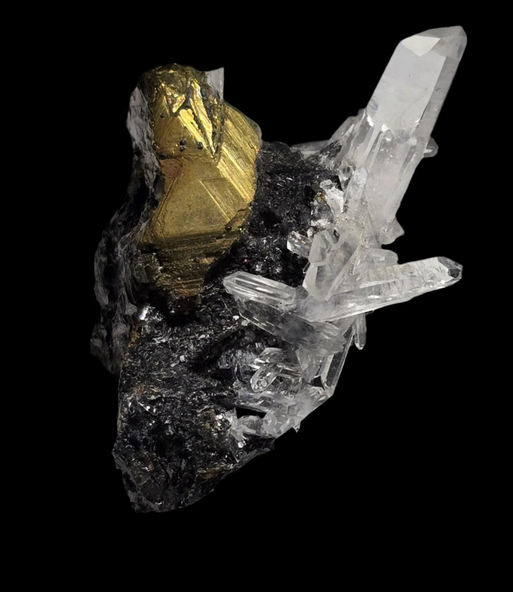 PYRITE with CHALCOPYRITE AND QUARTZ (miniature)