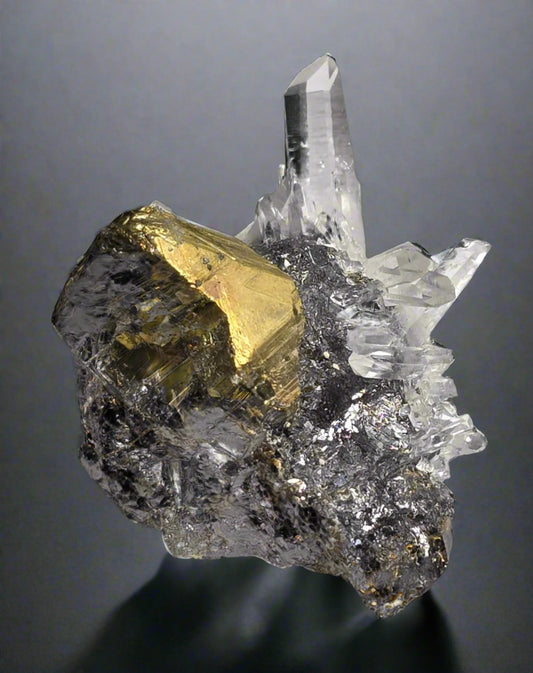 PYRITE with CHALCOPYRITE AND QUARTZ (miniature)