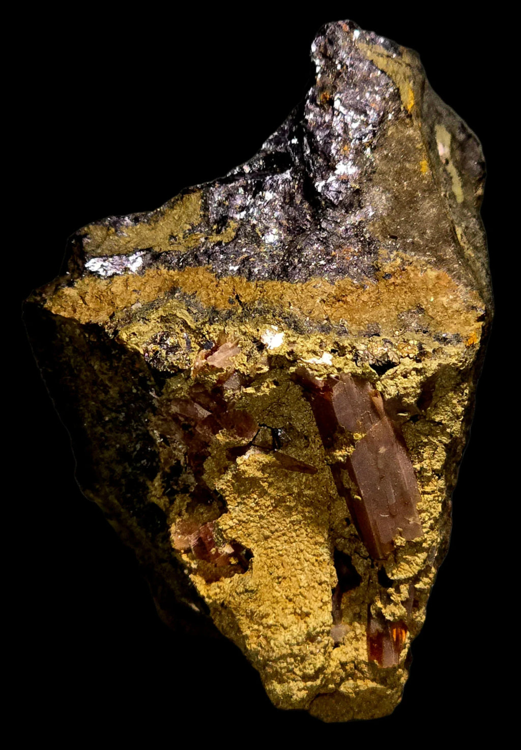 Epidote on matrix from Pakistan, showcasing green crystals with golden hues, ideal for mineral collectors.