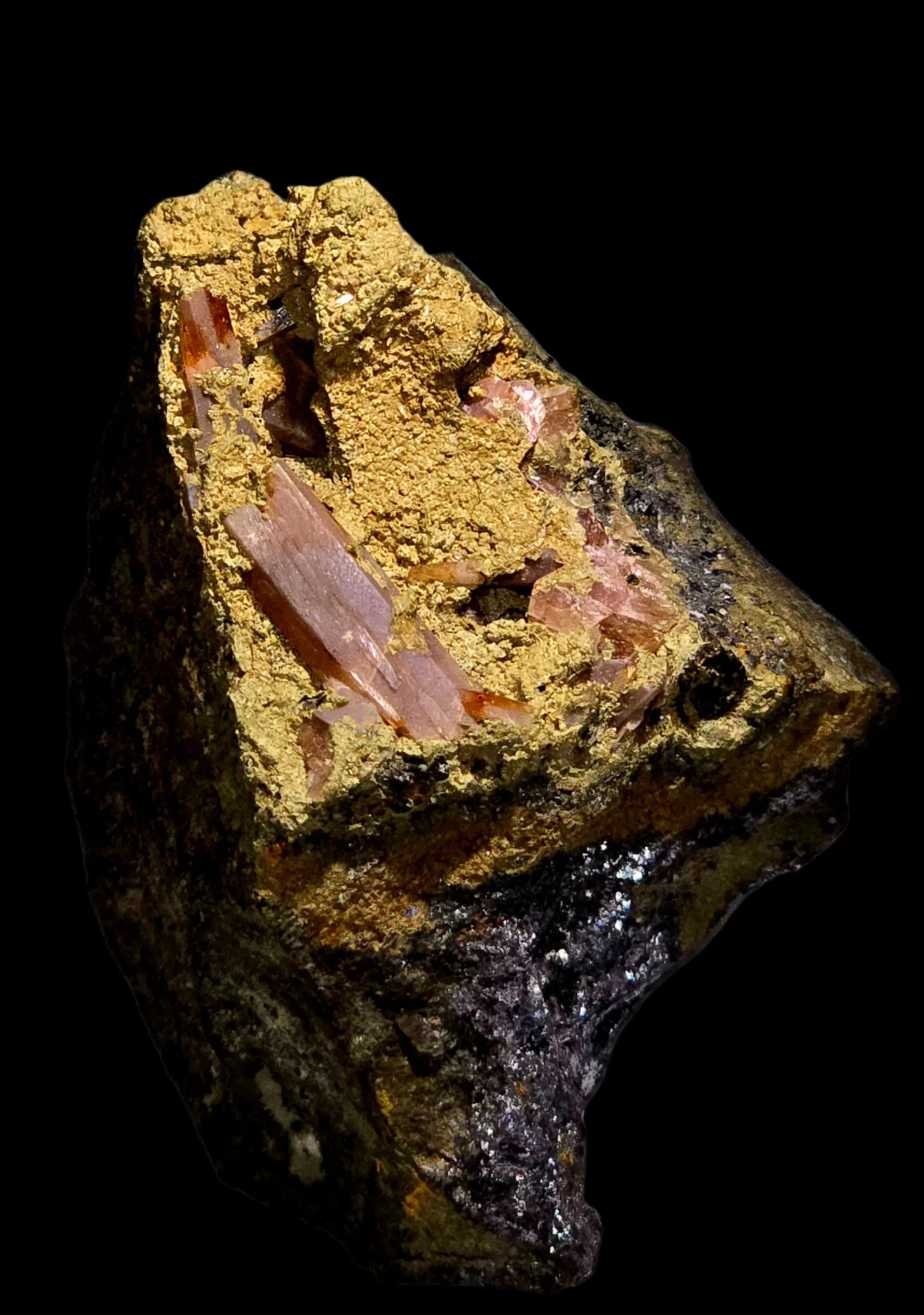 Rhodochrosite crystals on matrix from Argentina, pink mineral specimens for collectors