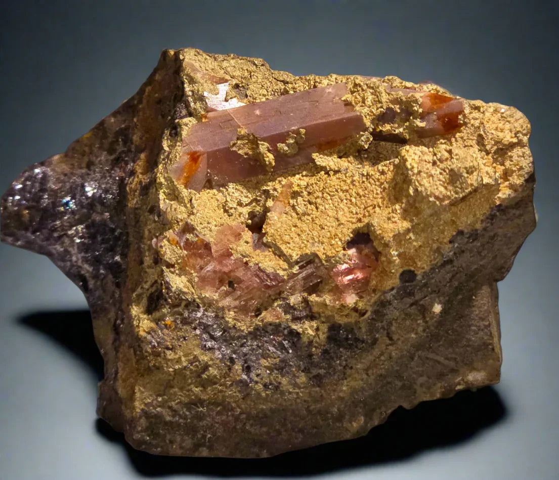 Pink tourmaline crystal on matrix from Brazil, mineral specimen for collectors