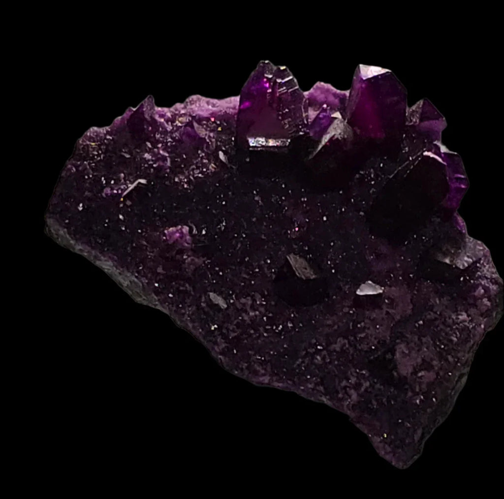 Amethyst crystal cluster from Brazil, deep purple gemstone specimen for mineral collectors