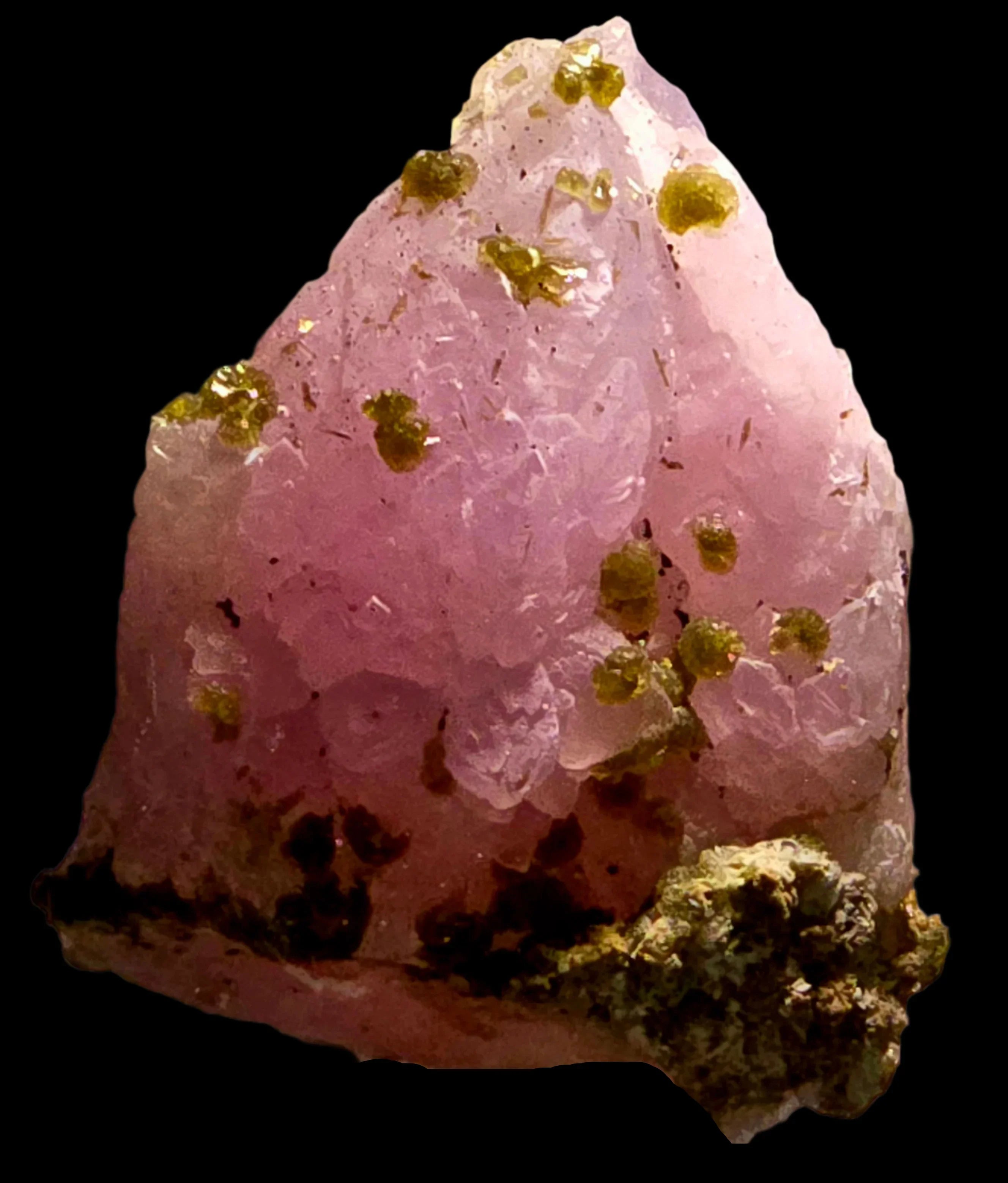 Pink tourmaline with yellow inclusions, mineral specimen for collectors