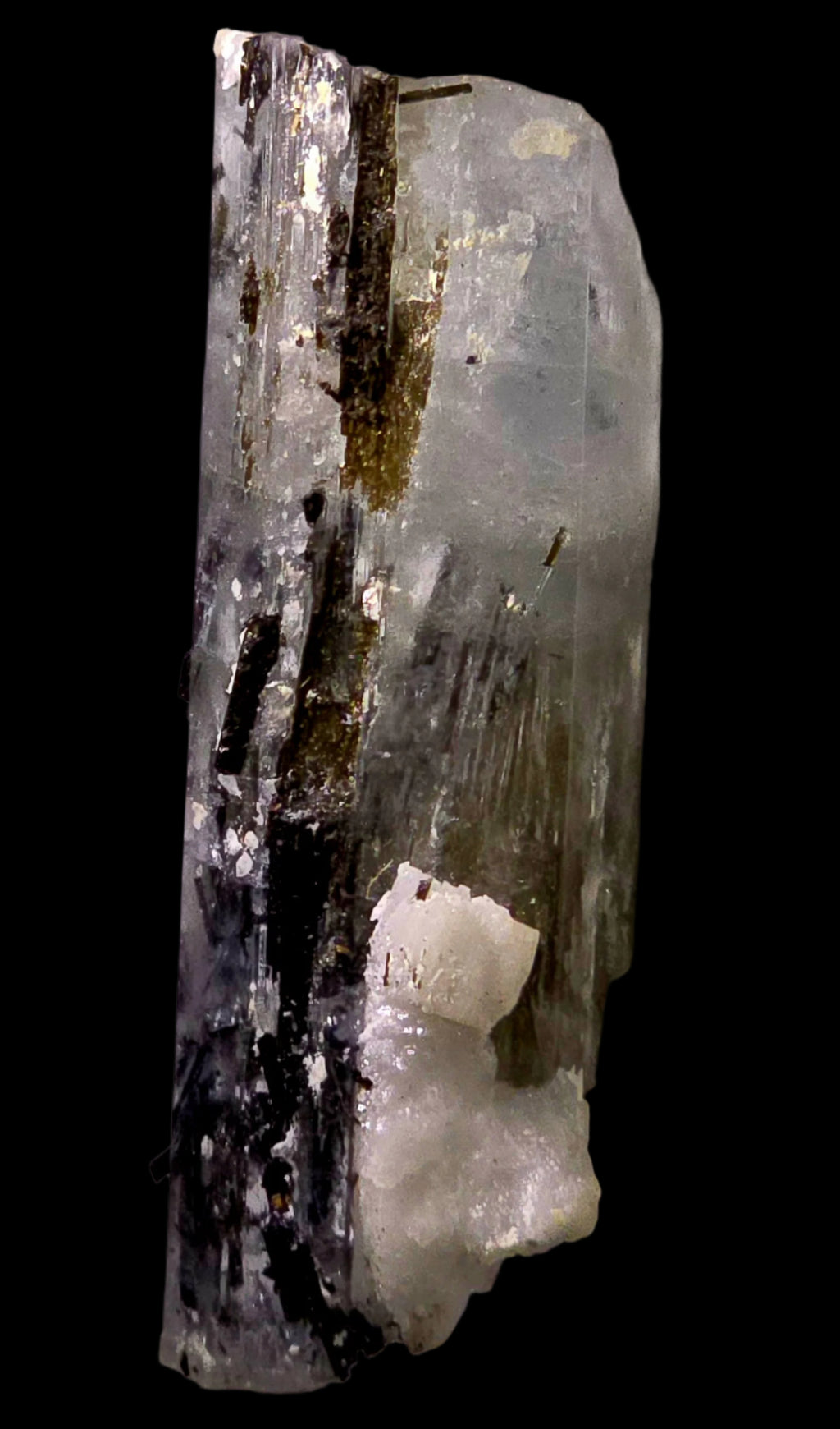 BERYL var AQUAMARIN with SCHORL (Black Tourmaline) (miniature)