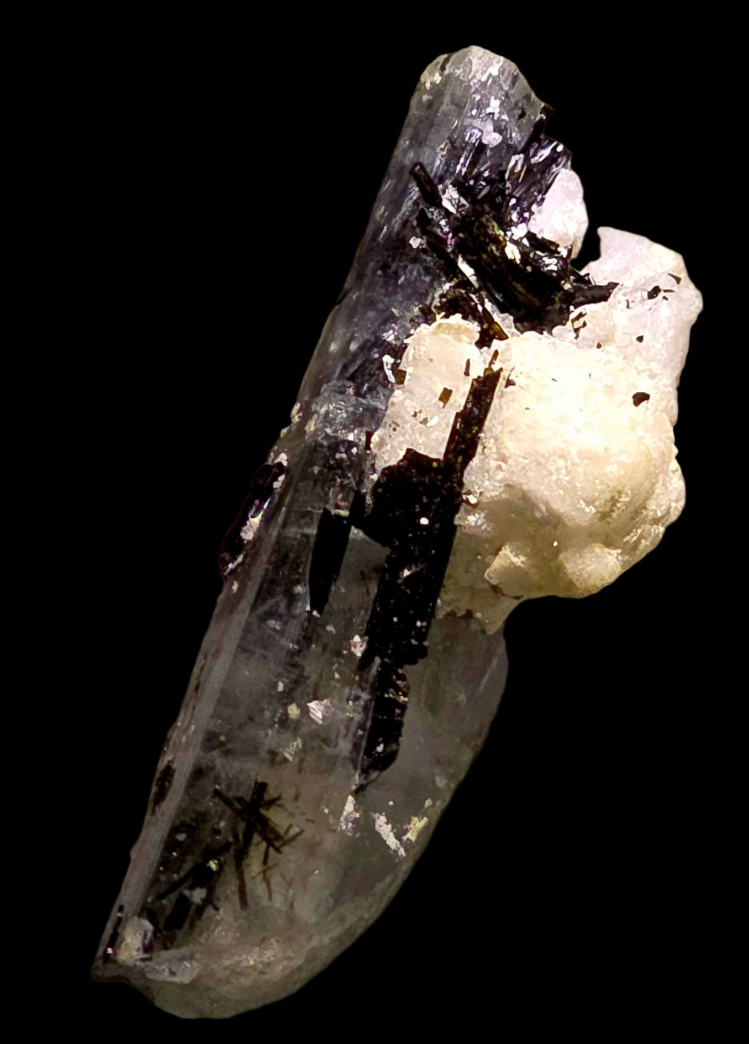 BERYL var AQUAMARIN with SCHORL (Black Tourmaline) (miniature)