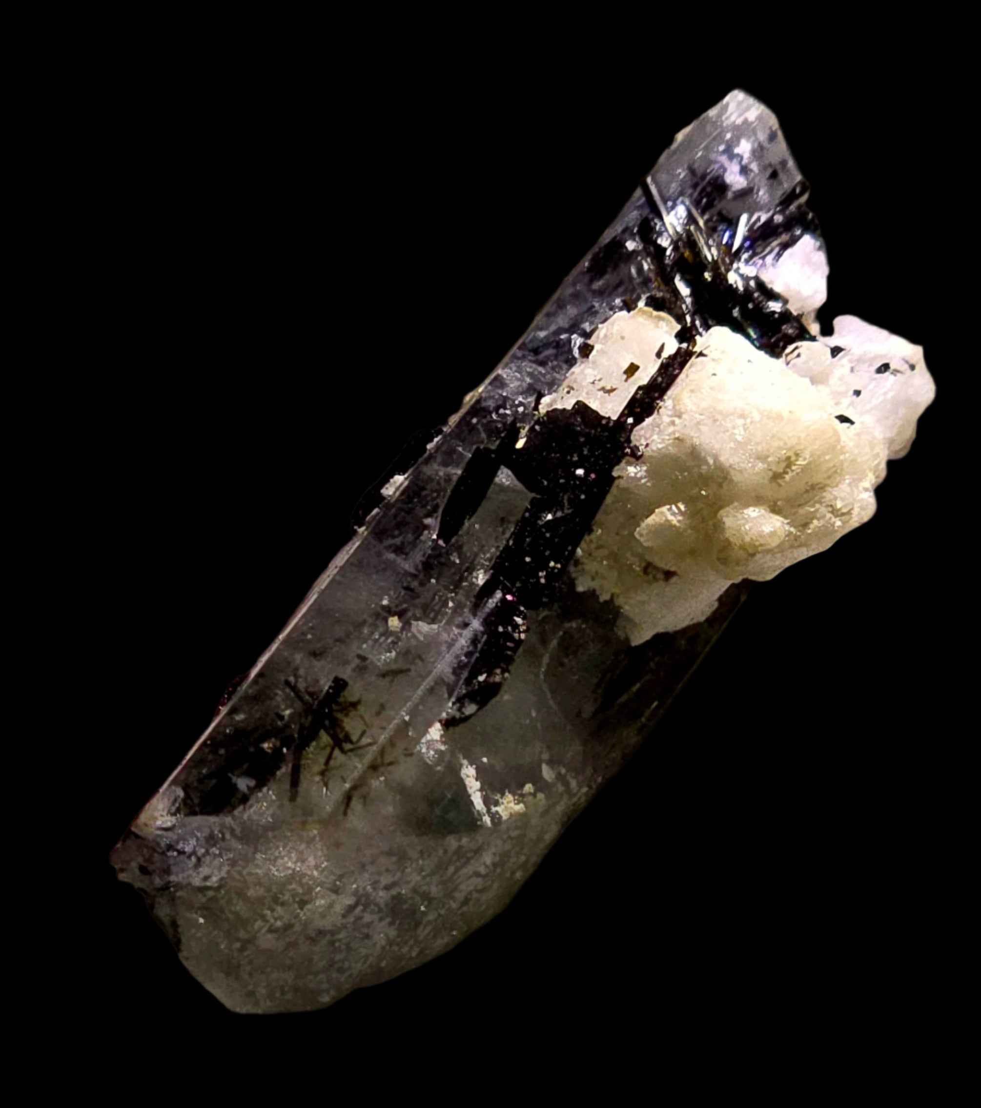 BERYL var AQUAMARIN with SCHORL (Black Tourmaline) (miniature)