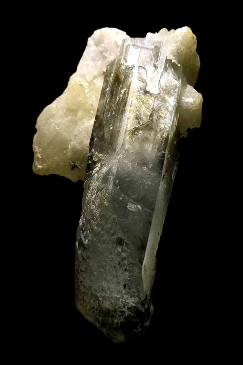BERYL var AQUAMARIN with SCHORL (Black Tourmaline) (miniature)