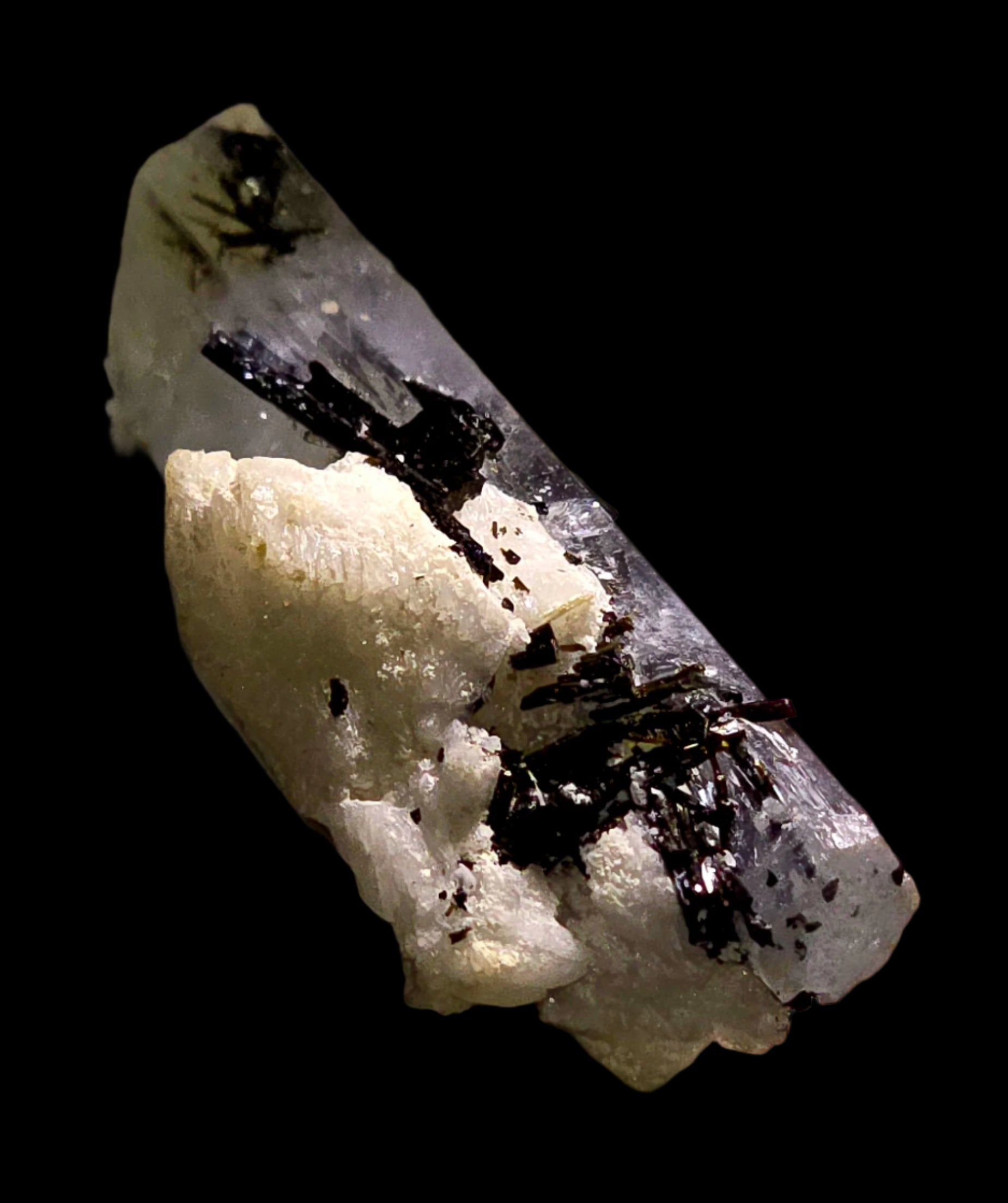 BERYL var AQUAMARIN with SCHORL (Black Tourmaline) (miniature)