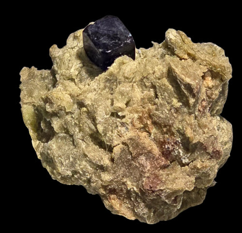 Dark cubic crystal on textured matrix, mineral specimen for collectors