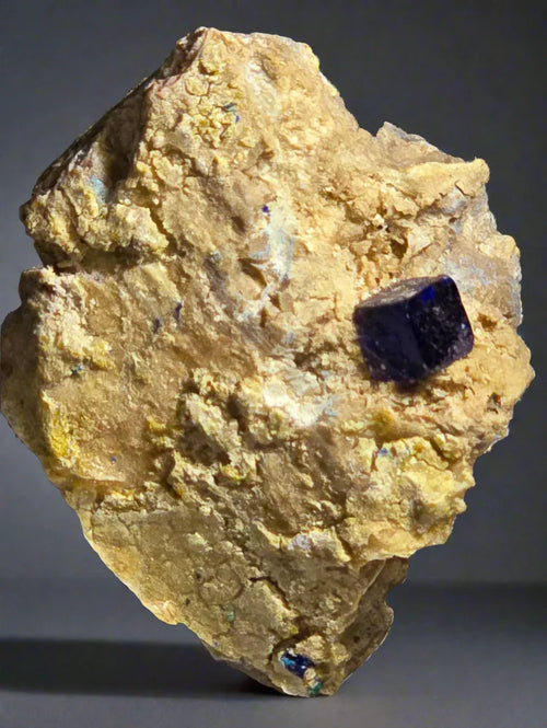 Azurite on matrix from Tsumeb, Namibia - vibrant blue crystal on golden host rock