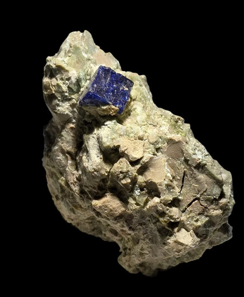 Lapis Lazuli crystal on matrix, vibrant blue gemstone specimen for mineral collectors