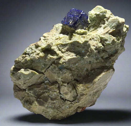 Lazurite crystal on matrix from Afghanistan, vivid blue mineral specimen for collectors