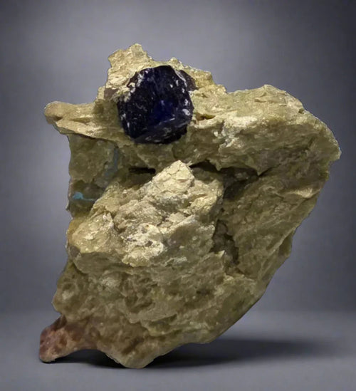 Azurite on matrix from Tsumeb, Namibia - deep blue mineral specimen for collectors