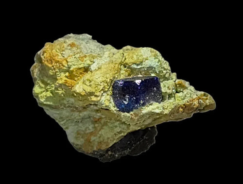 Cassiterite crystal on matrix from Bolivia, deep blue gem specimen for mineral collectors