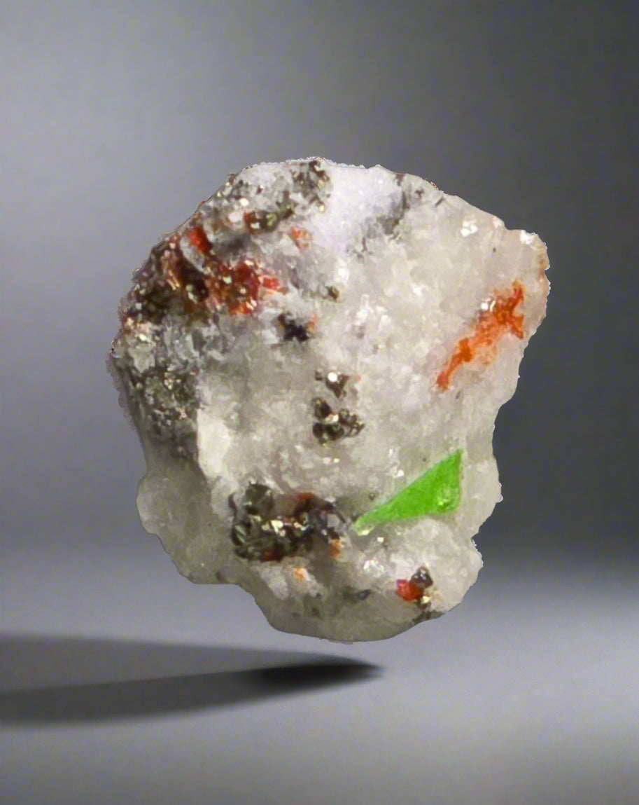 SMITHITE (REDDISH), DUFRENOYSITE (BLACK), REALGAR (micro, miniature)