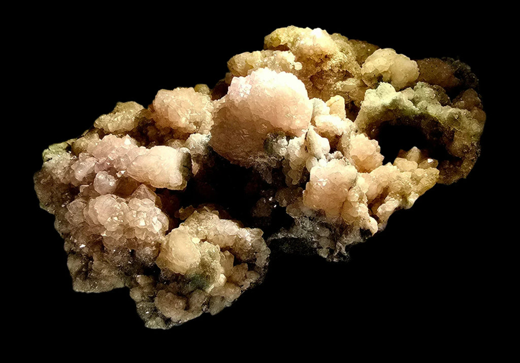 Heulandite mineral specimen with pink and yellow crystals, classic locality specimen for collectors