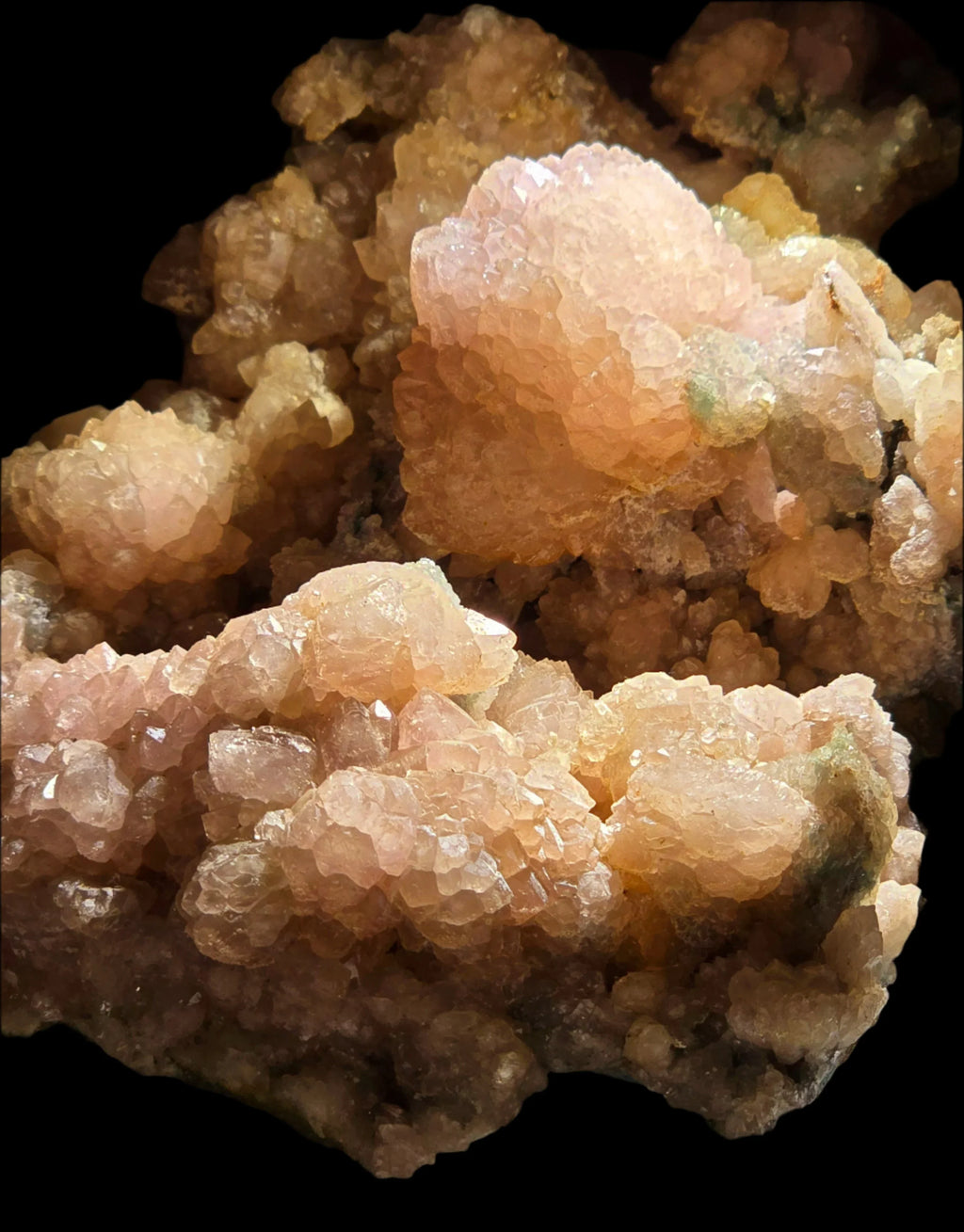 Heulandite mineral specimen with pinkish-orange crystals, classic locality specimen for collectors